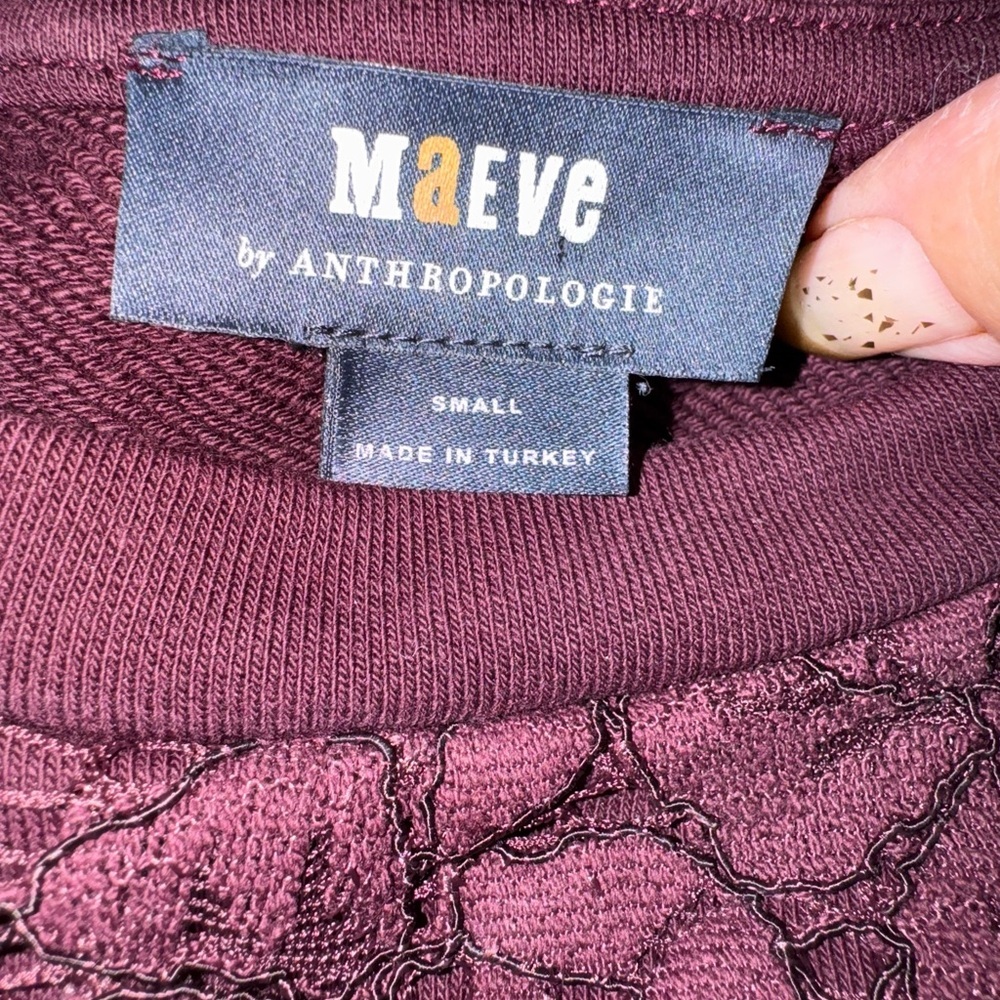 Anthropologie Plum Lace Sweatshirt - size small - Picture 4 of 12